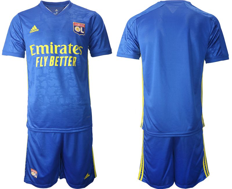 Men 2020-2021 club Olympique Lyonnais away blue Soccer Jerseys